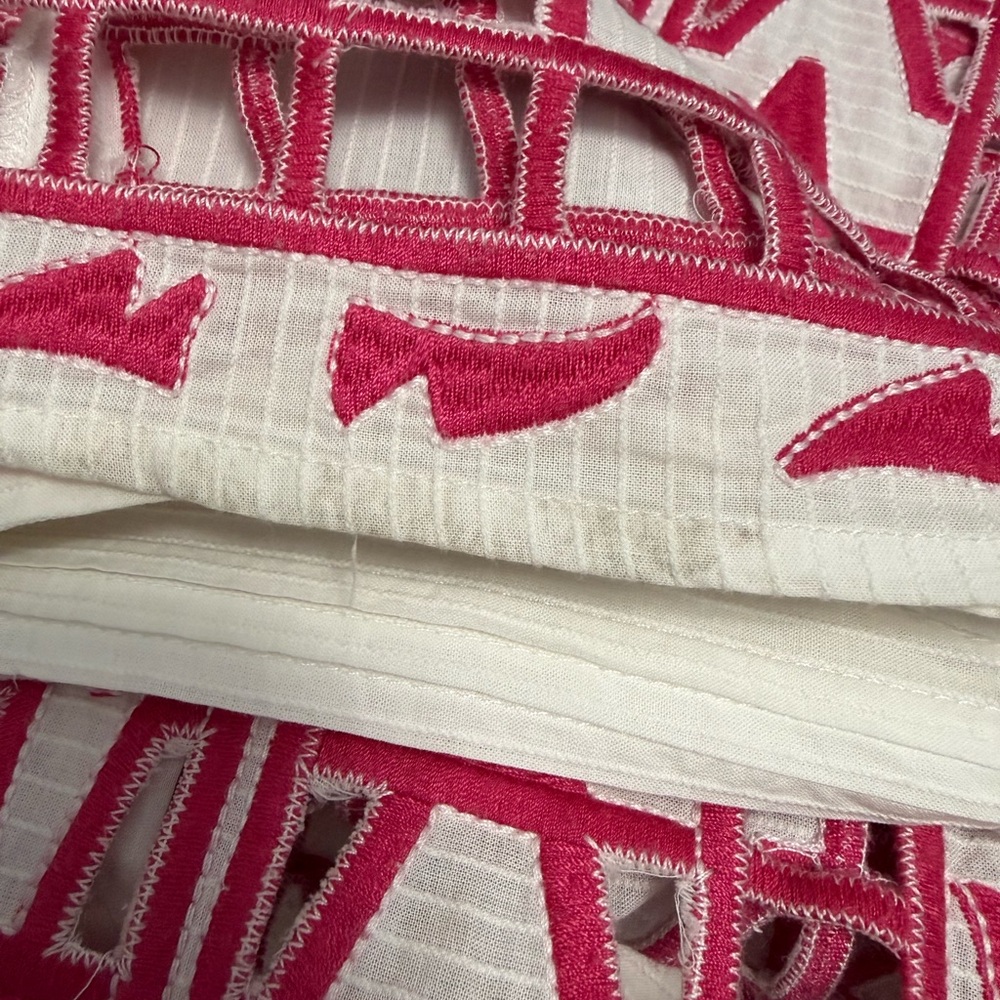 Sea New York White Cotton Embroidered Dress Size 2 Pink Hem Detail Boho - Picture 7 of 9